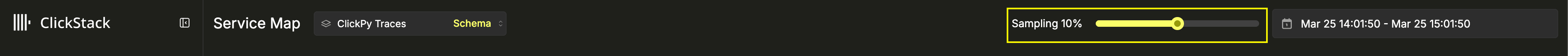 Sampling slider highlighted in the service map toolbar