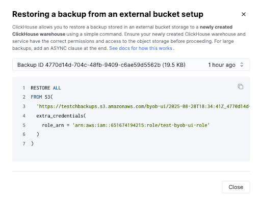 Get SQL command used to restore backup