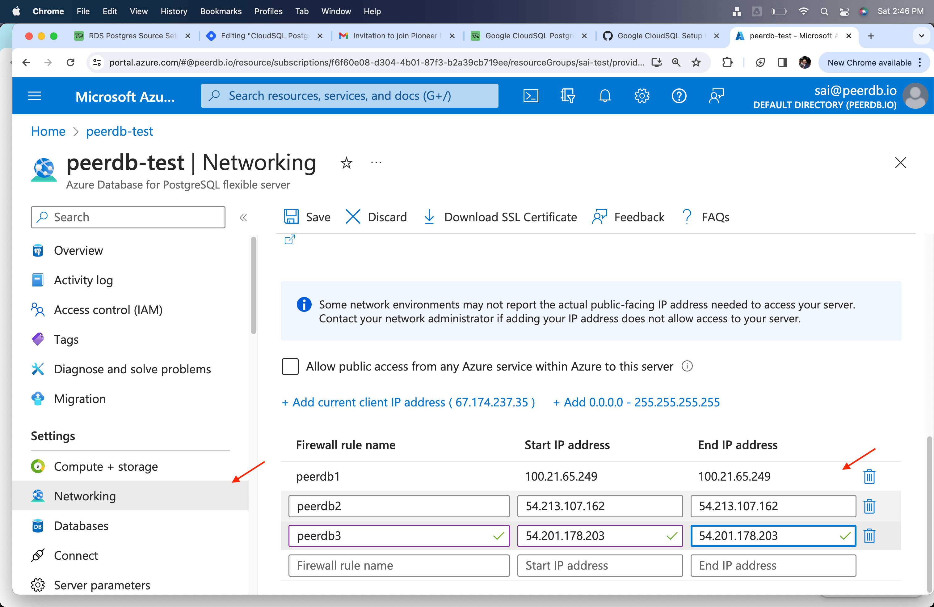 Add ClickPipes IPs to Firewall in Azure Flexible Server for Postgres
