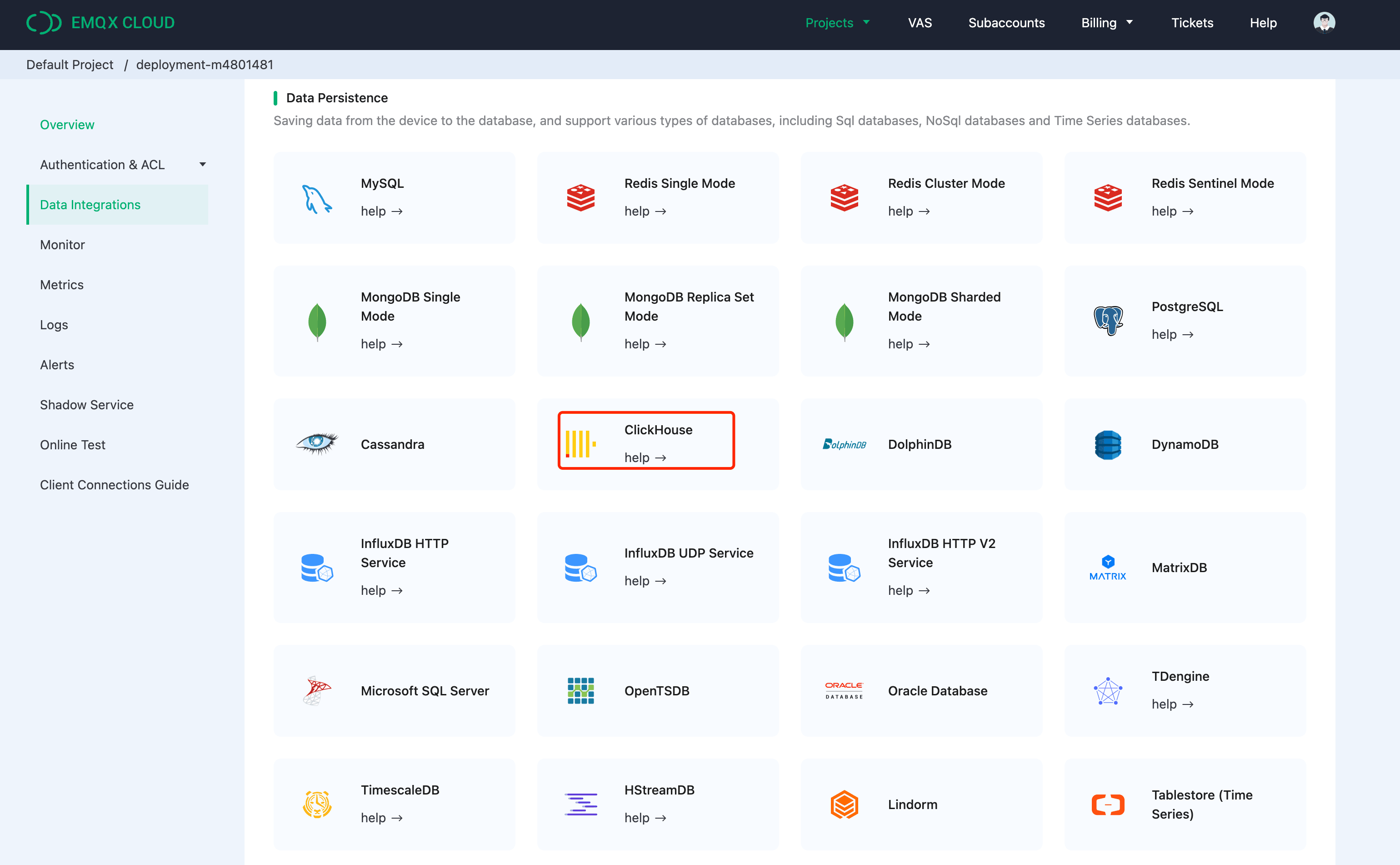 EMQX Cloud ClickHouse Data Integration connector details