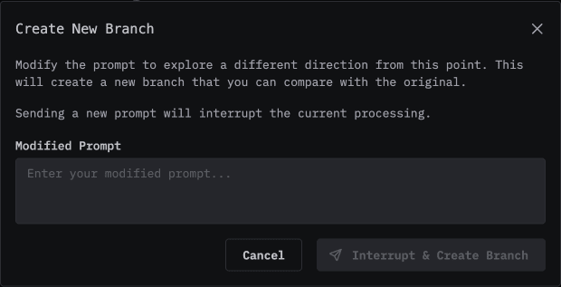 Create New Branch dialog
